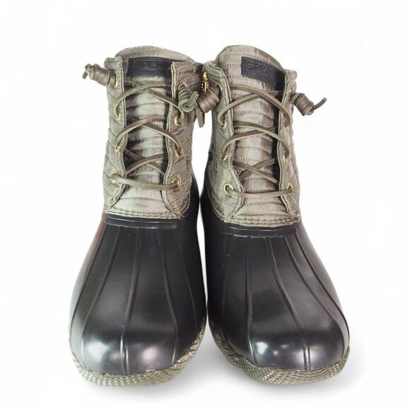 Sperry Saltwater Puff Quilted Pac Duck Boots Olive / Black STS8670 Women's 10 - Picture 3 of 11